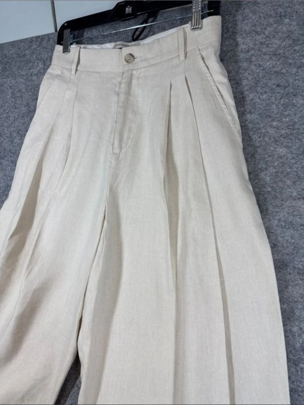 Banana Republic Linen Blend Wide Leg Pants Cream Size 2 Quiet Luxury Miinimalist